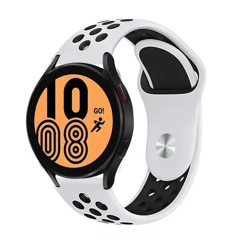 20mm 22mm Watch Strap for Samsung Galaxy Watch 6 5 4 3 Classic 47mm 43mm Pro 45mm 40mm 44mm Silicon Bracelet Huawei GT/3/2 Band Qme White Black 20MM Watch Band