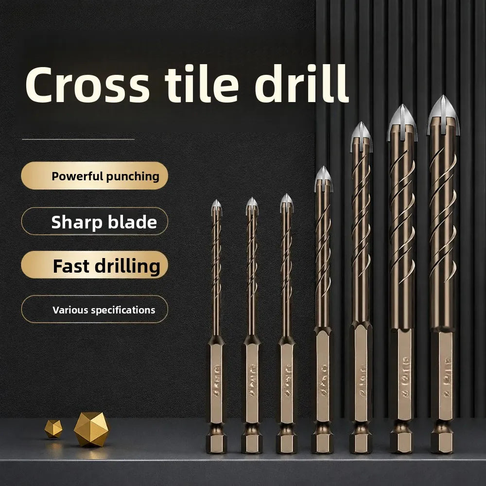 Hard Metal Hex-Shank Drill Bit Sets Tungsten Carbide Hole Cutter Tool For Wall Brick Glass Tile 3mm-12mm Qme