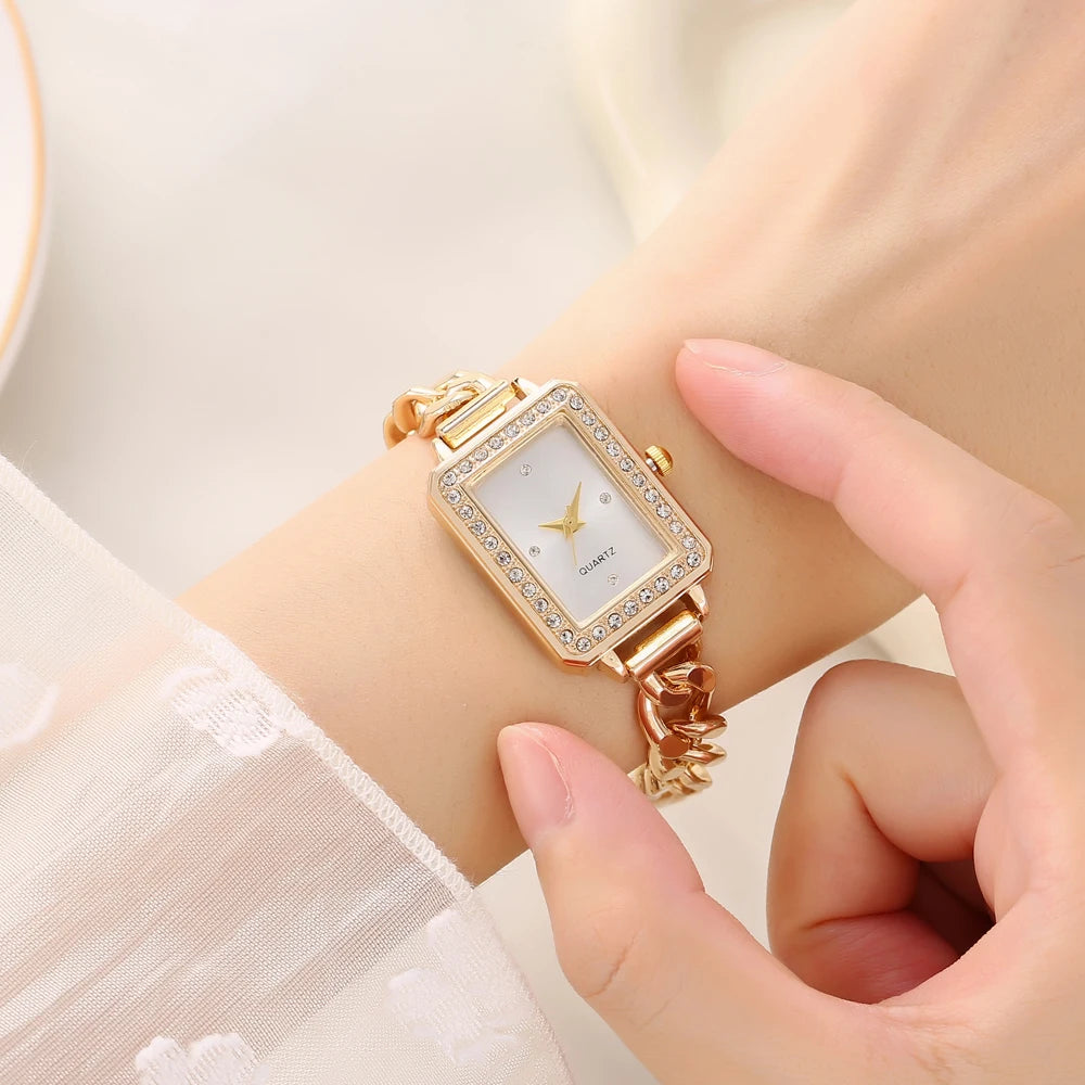 New women's watch, niche fashion, vintage fashion, colorful temperament bracelet watch, square quartz bracelet watch Qme 3