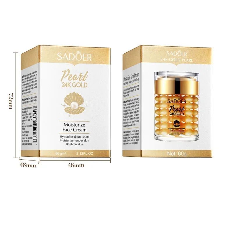 24K Golden Pearl Collagen Face Cream Moisturizing Brightening Hydrating Firming Facial Cream Face Skin Care Products Qme