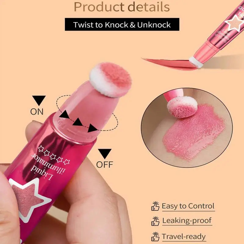 Liquid Shimmer Face Blusher Smooth Cheek Eye Lip Blush Highlighter Qme