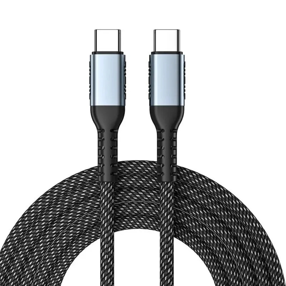 USB C to USB C 100W Cable PD 5A Fast Charging Nylon Braided Type C Cord for Samsung Xiaomi Huawei iPhone 15 Pro Max QC 3.0 Wires Qme Dual Type C 1m
