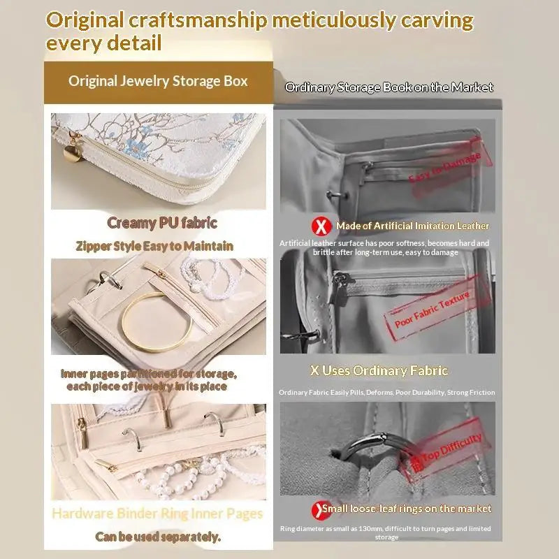 Portable PU Leather Jewelry Storage Book Jewellery Binder, Jewelry Organizer Roll, Small Anti Oxidation Jewelry Storage Bag 1PC Qme