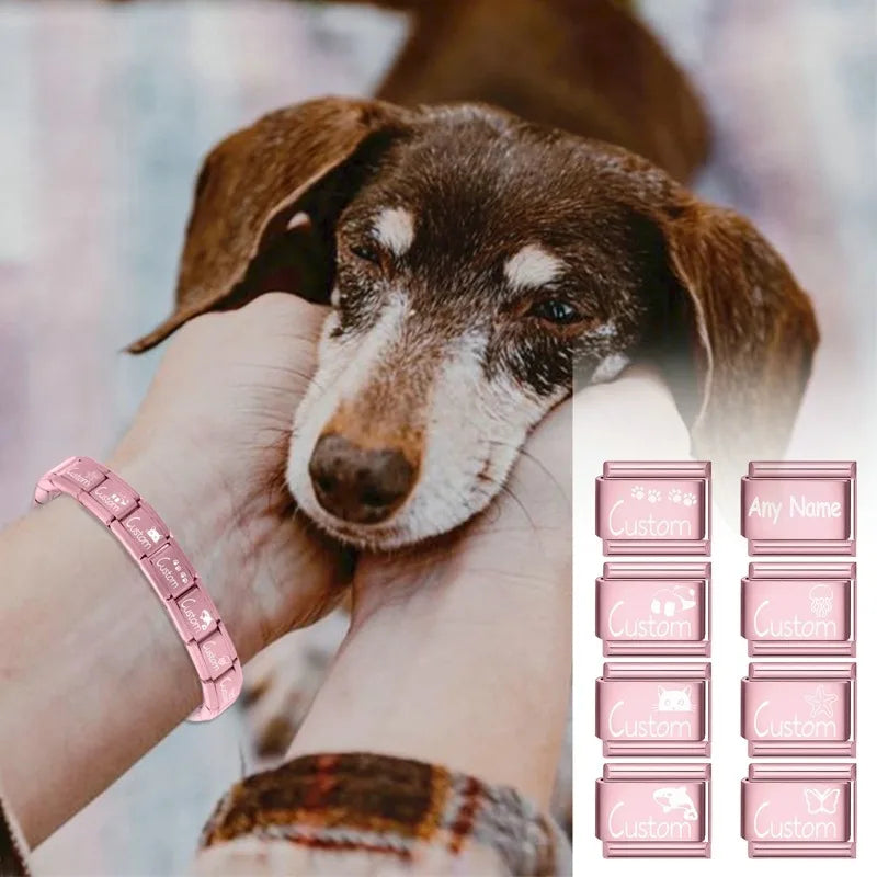 Fashion Birthday Day Numbers Name Customization Italian Charm Link Fit 9mm Stainless Steel Bracelets DIY Beads Making Hand Chain Qme