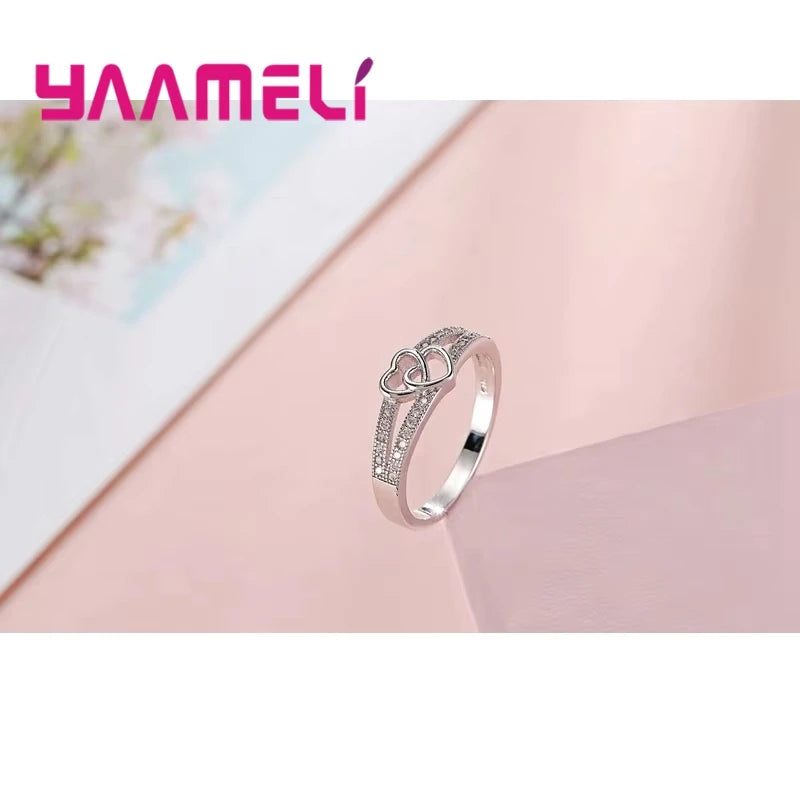 925 Sterling Silver Color Ring Simple Sweet Romantic Style Lover Gifts Cross Love Shape For Women Engagement Ceremony Jewelry Qme