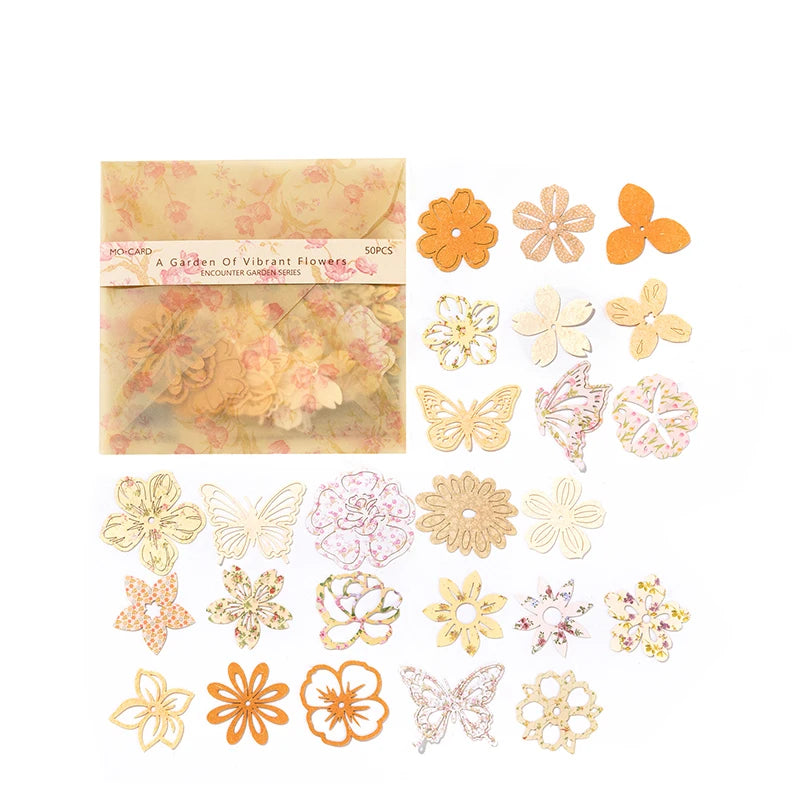 50 pcs Vintage Lace Hollow Frame Floral Material Paper Junk Journal Planner Scrapbooking Decorative Photo Albums Craft Supplies Qme A