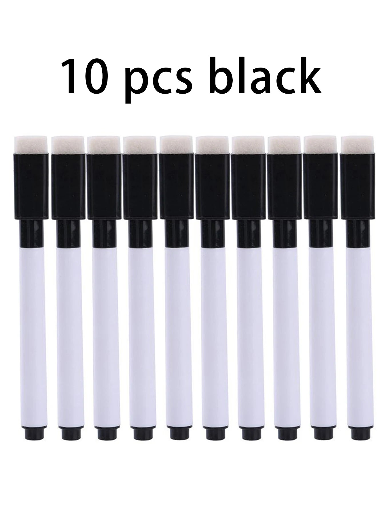 Magnetic Black Dry Erase Markers with Eraser Cap White Board Dry erase Markers Classroom Dry Wipe Pens for Home Office School Qme 10 Pcs