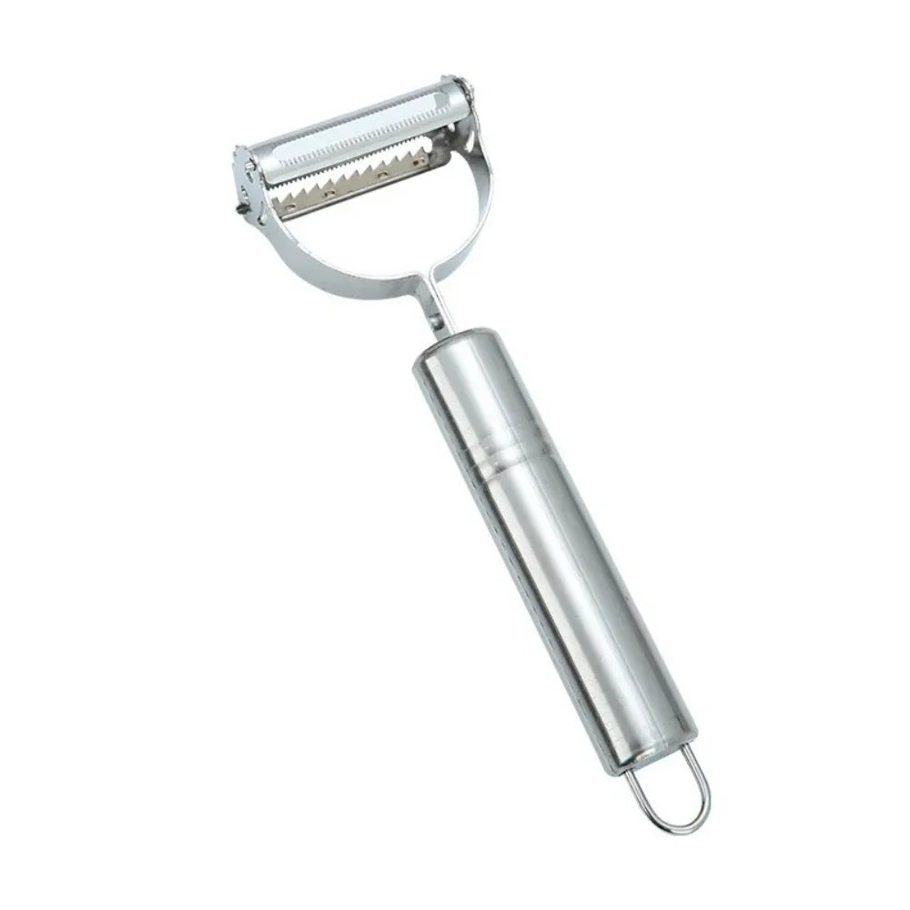 Kitchen Vegetable Peeler Stainless Steel Melon Planer Double-Head Peeler Household Multiple-Function Fruit Vegetable Skin Peeler Qme Silver 2 in 1