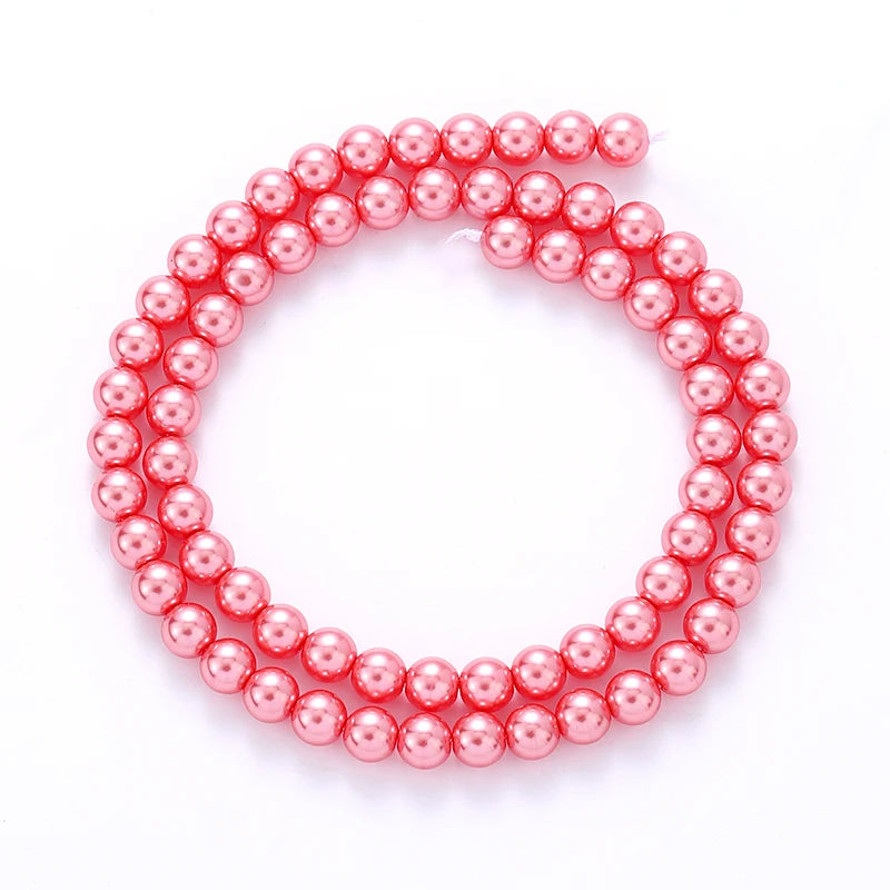 6mm Round Glass Pearl Beads Glass Round Tiny Craft Loose Spacer Beads for DIY Craft Necklaces Bracelets Jewelry Making Qme Color 12 6mm-70pcs
