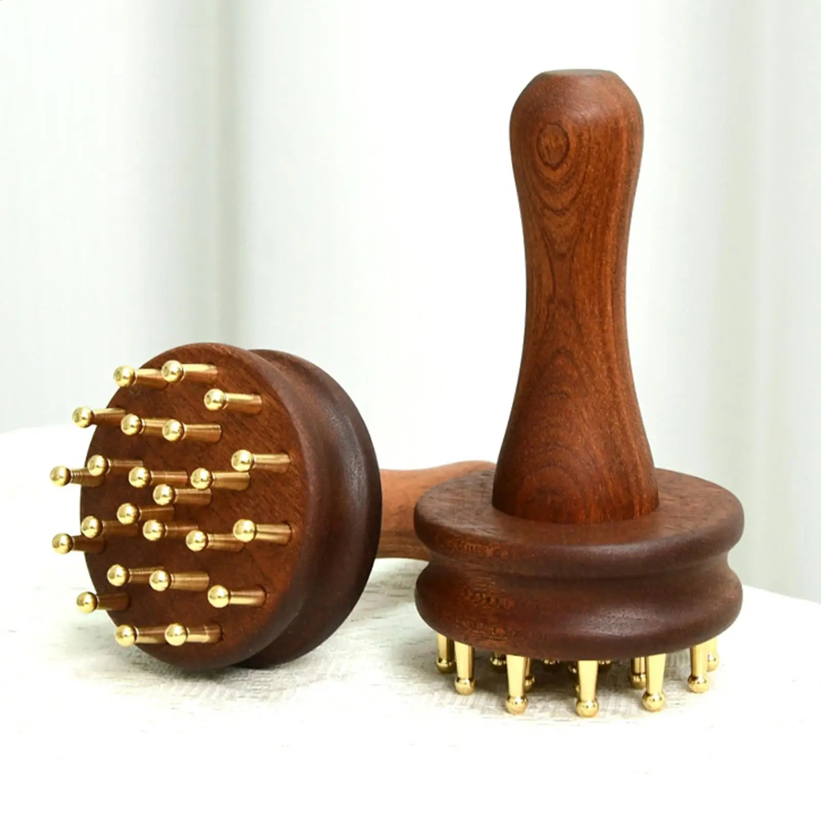 Scalp Massager Brush Long Handle Brass Teeth Soothing Meridian Massage Brush Gua Sha brush Body Massage Brush Massage Comb Qme