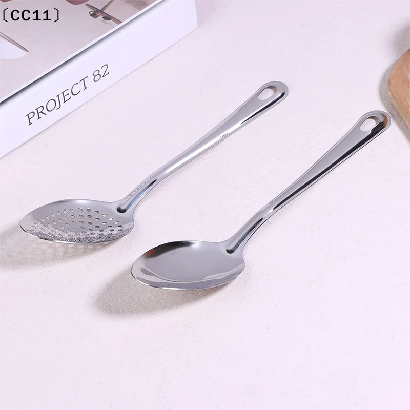 Stainless Steel Soup Spoon Colander Ladle Filter Strainer Food Qme