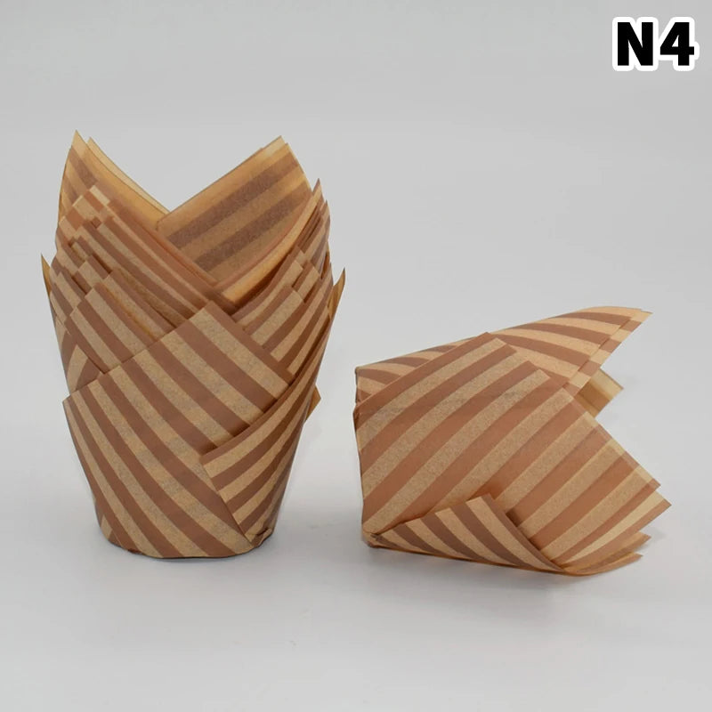 CC1150pcs Sets Tulip Muffin Cupcake Paper Cups Oilproof Cupcakes Qme N4