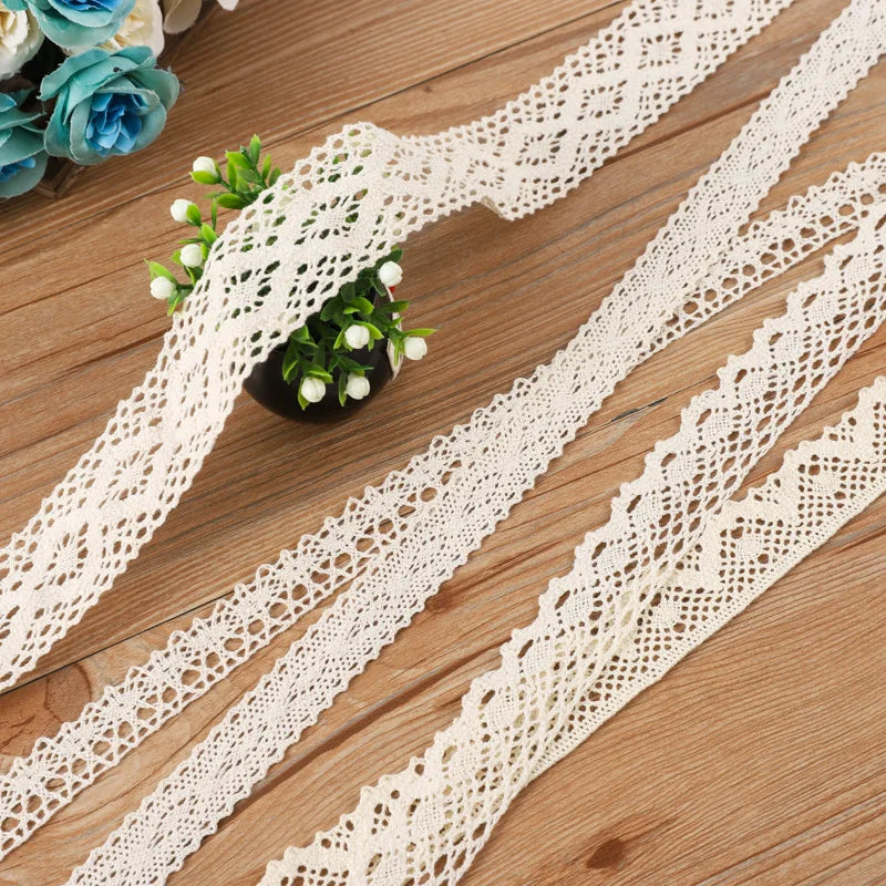 5Meter Roll White Cotton Embroidered Lace Net Ribbons Fabric Trim DIY Decorate Sewing Handmade Craft Materials Bow Qme