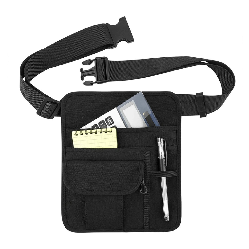 Black 5-pocket Apron Bag Waiter Waitress Restaurant Pocket Organizer Qme