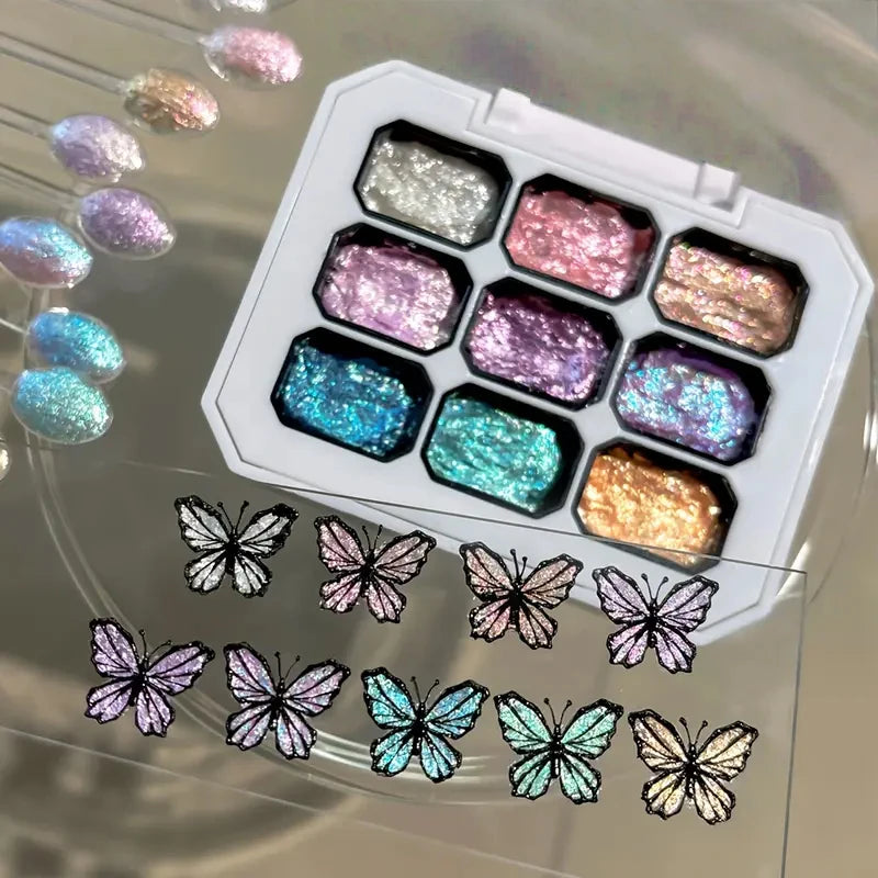 9 Colors 3D Stereo Glitter Gel Powder Paste Polarized Bright Modeling Qme