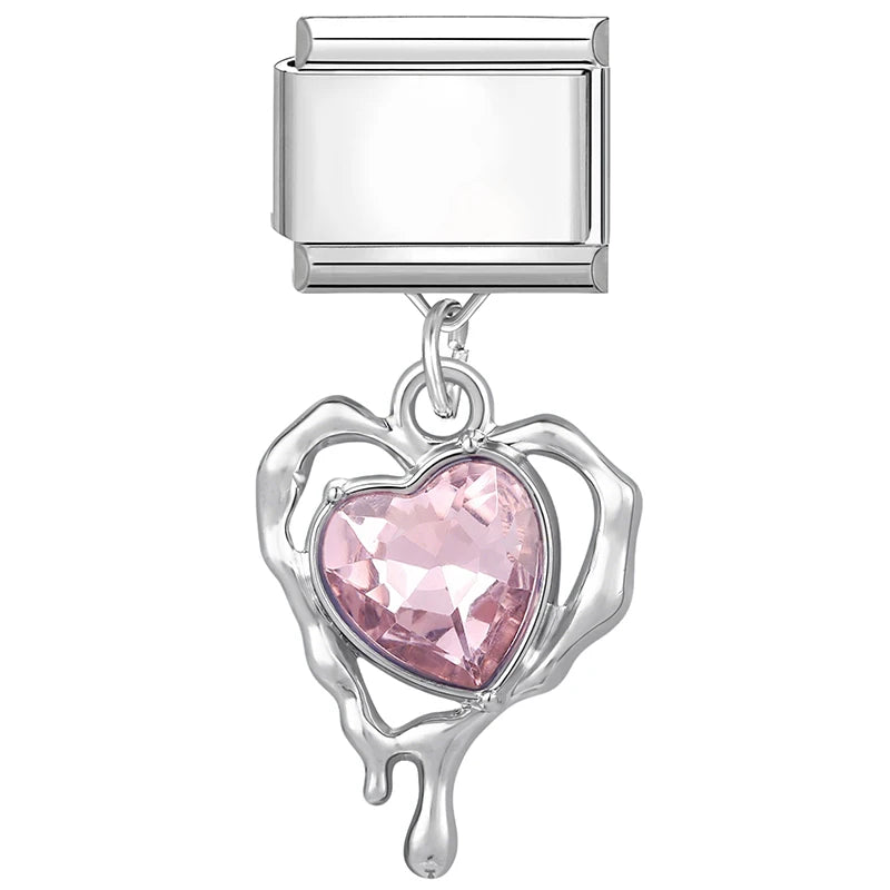 Colorful Square Zircon Pendant Italian Charm Fit Stainless Steel