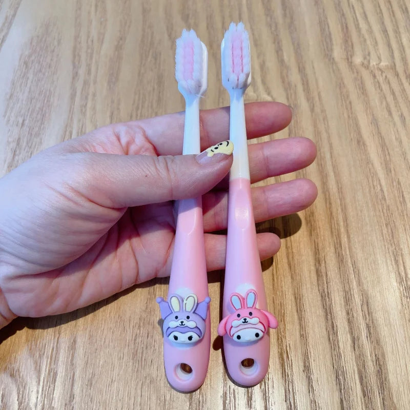 Hello Kitty Kuromi Cartoon Toothbrush Cute Student Soft Bristles Qme