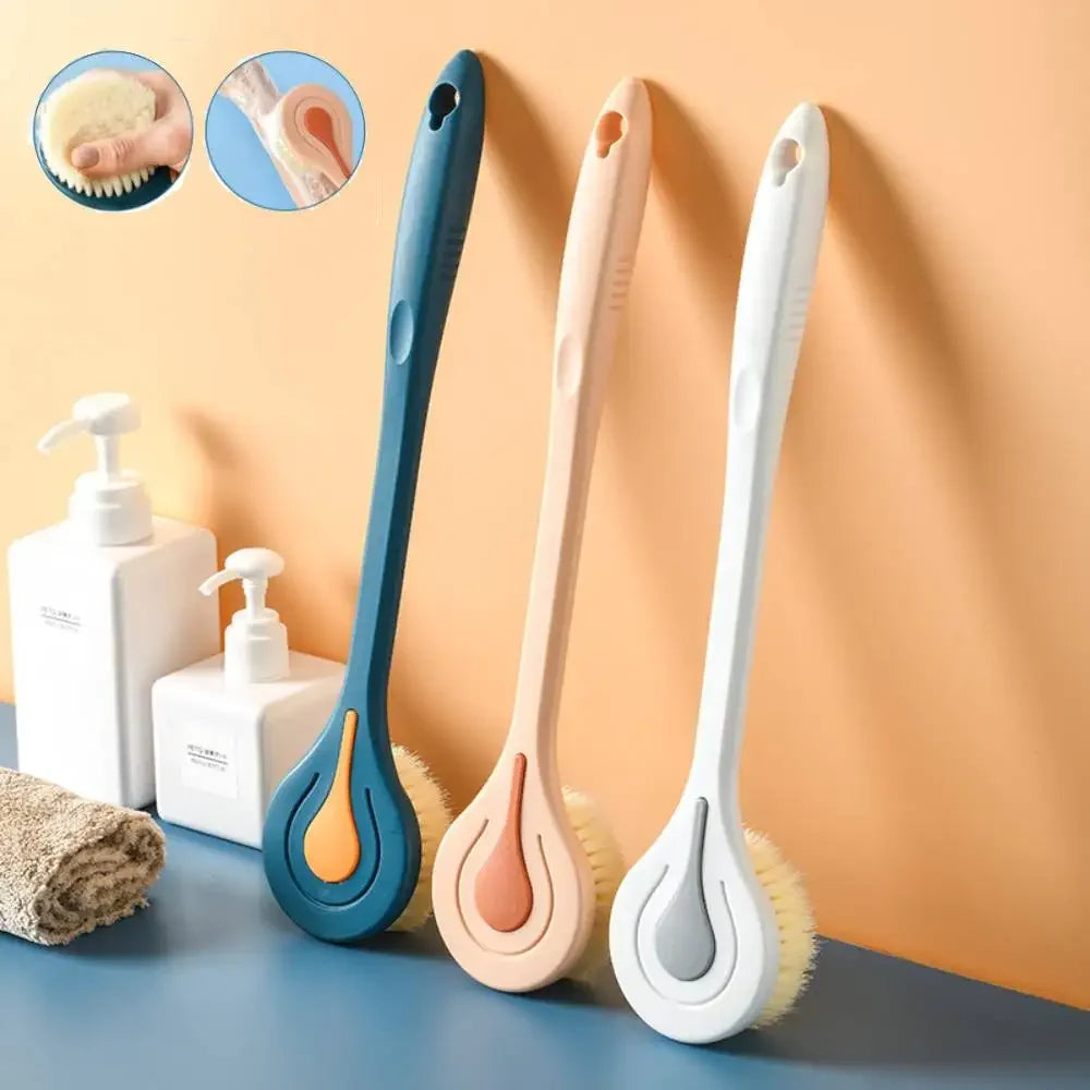 Long Handle Bath Brush Soft Hair Back Ball Bathroom Body Brushes Mud Qme white