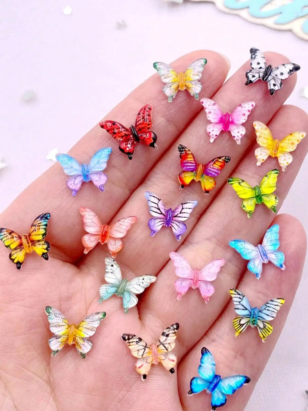 Mixed Resin Colorful Mini Beautiful Butterfly Flat Back Rhinestone Qme