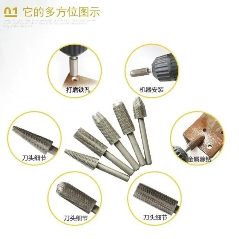 High-speed Cutting Wood Carving Rotary Rasp Drill Bit Files Qme
