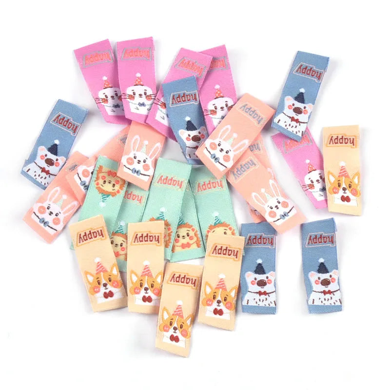 50Pcs Cute Cartoon Animal Embroidery Cloth Labels For Children DIY Garment Crafts Supplies Sewing Accessories Washable Care Tags Qme