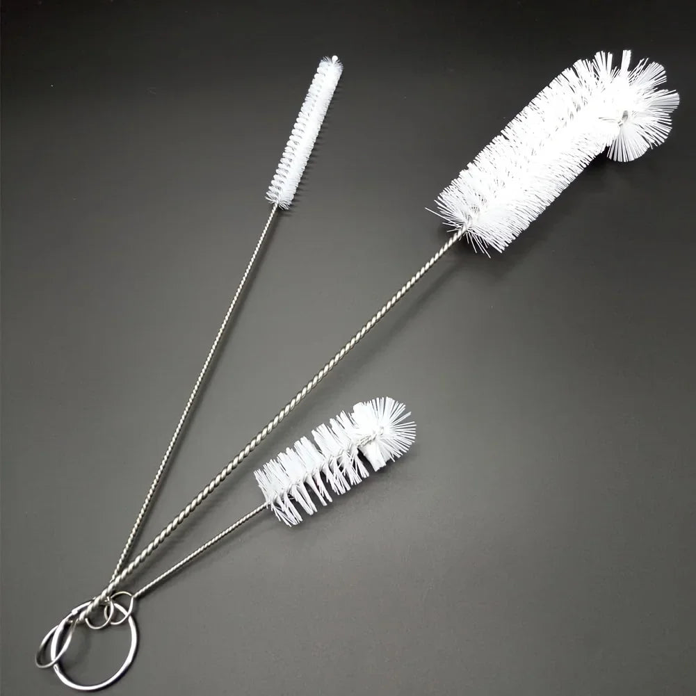 Multi-Purpose Cleaning Brush with Handle for Kitchen Pipes, Straws, Decanters, Nozzles, and Tubes - 3pcs/Set Qme