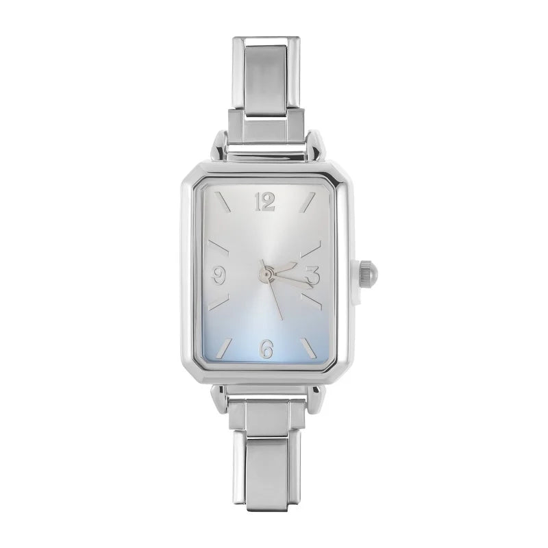 Simple Square Watch Bracelet Fit DIY Italian Charm Stainless Steel