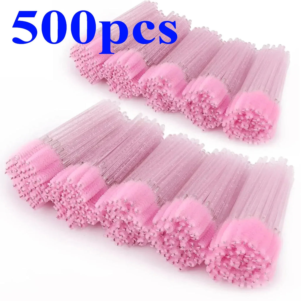 Wholesale 100/500/1000pcs Spoolies for Eyebrow Beauty Tools Eye Lash Extension Colorful Disposable Mascara Wands Eyelash Brush Qme Pink 500pcs