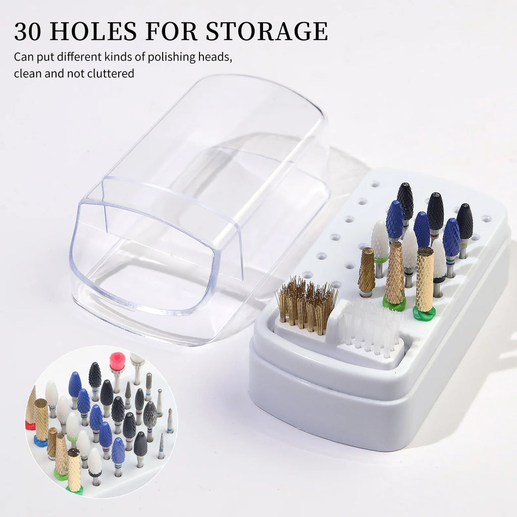 30 Holes Nail Polish Head Organizer Acrylic Portable Organizer Transparent Dustproof Cleaning Organizer Professional Nail Tools Qme