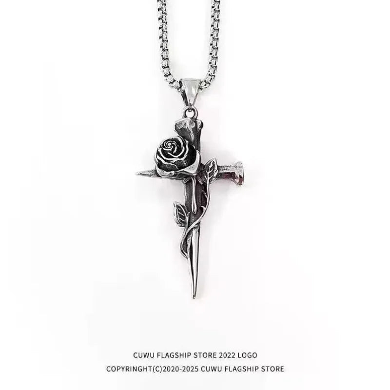 Hot Selling Vintage Punk Cross Pendant Necklace - Unique Hip Hop Chain for Women Qme X312