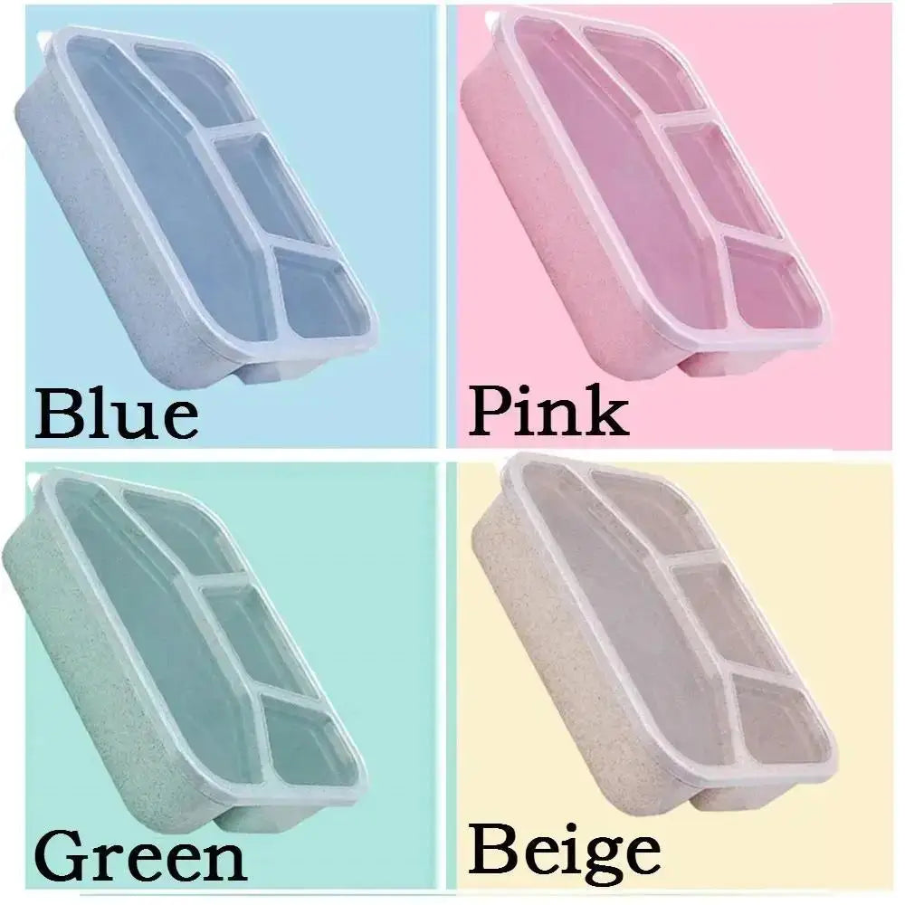 Bento Box Lunch Box Adult LunchBox Containers For Toddler Kids Adults 4 Compartments Fork Leak-Proof Microwave Dishwasher Qme
