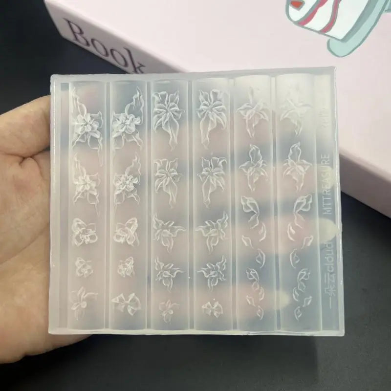 1 Reusable 3D Crystal Ice Flower Nail Silicone Mold Clear Cute Lily Qme A2