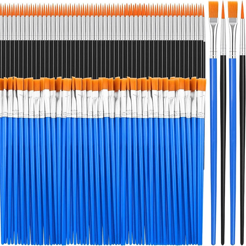 Painting Brushes Art Round Flat Hair Nylon Paint Brush Oil Acrylic Qme