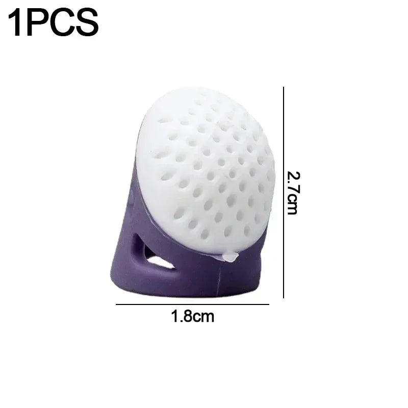 Silicone Anti-slip Sewing Thimbles Sewing Finger Tips Finger Cover Hollowed Protector Sleeve DIY Hand Cross-stitch Sewing Tools Qme 1PCS-Purple