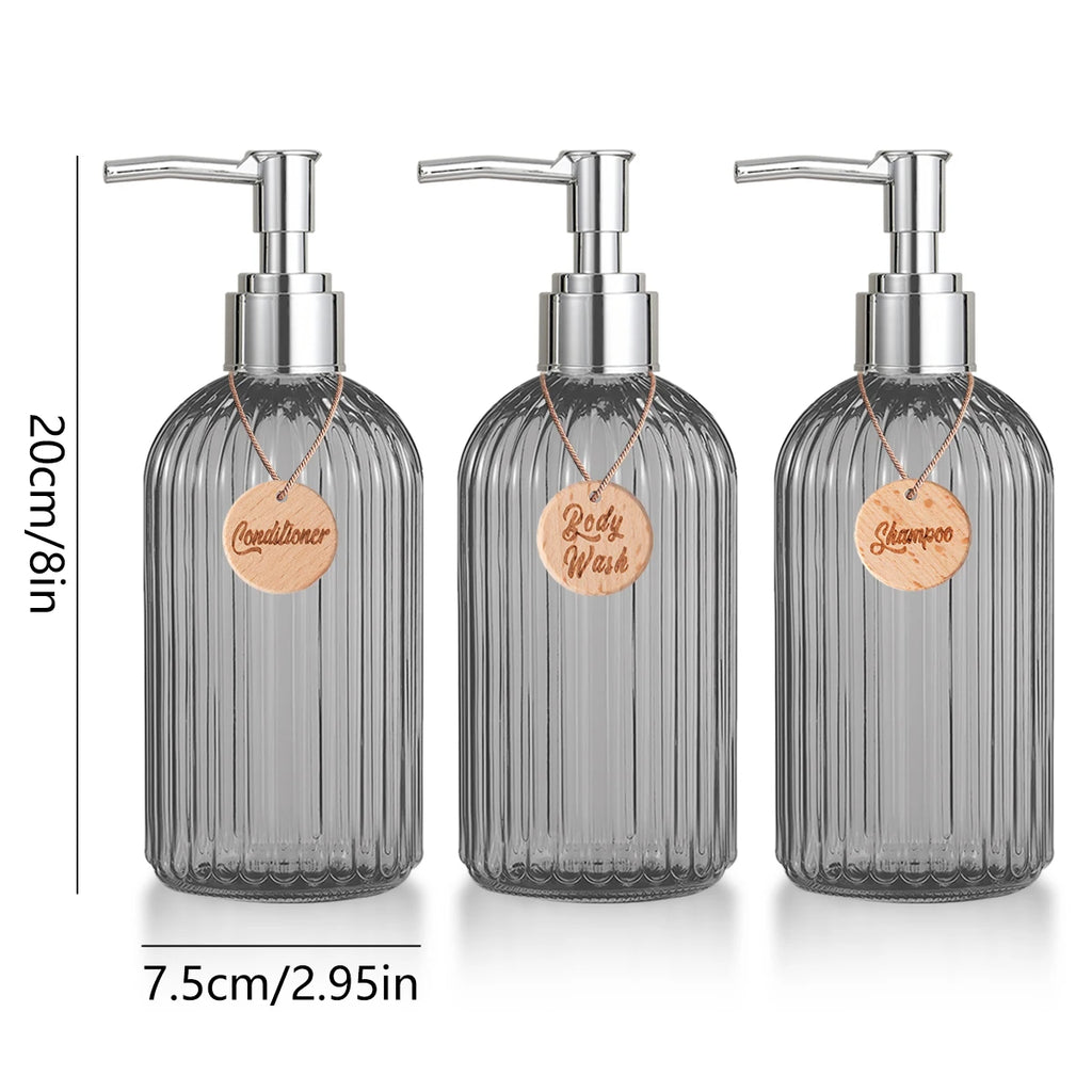 Shower Containers for Shampoo, Conditioner and Body Wash, Bathroom Counter Storage Shampoo Bottles Bodywash Dispenser for Shower Qme
