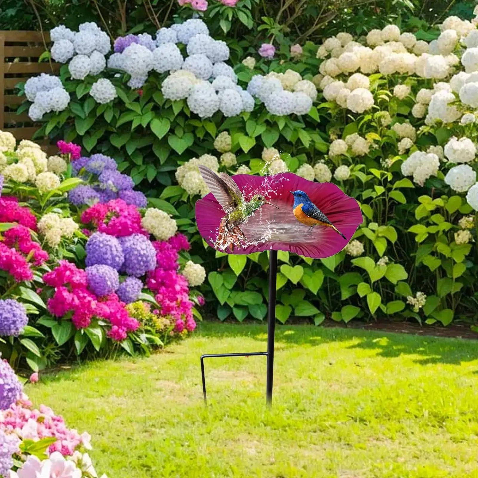 Bird Bath Outside Weather-resistant Garden Water Bowl Outdoor Feeder Qme