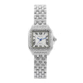 Ladies' Fashion Watch, Student Quartz Square Diamond Set Watch, Women's Steel Belt Watch Qme 1