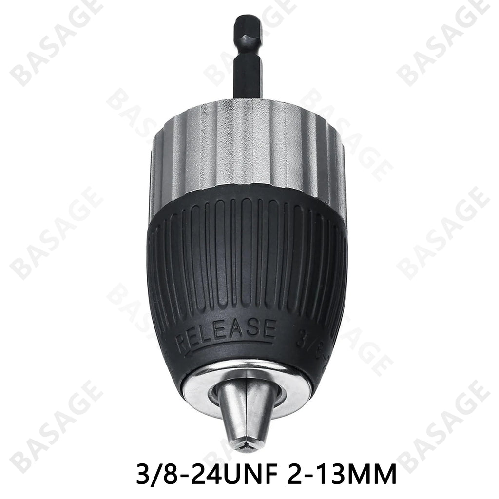 1.5-13mm Electric Drill Chuck Keyless Self-locking 3/8-24UNF Driver Tool Accessories Keyless Adapter Impact Hex Shank Qme Default Title