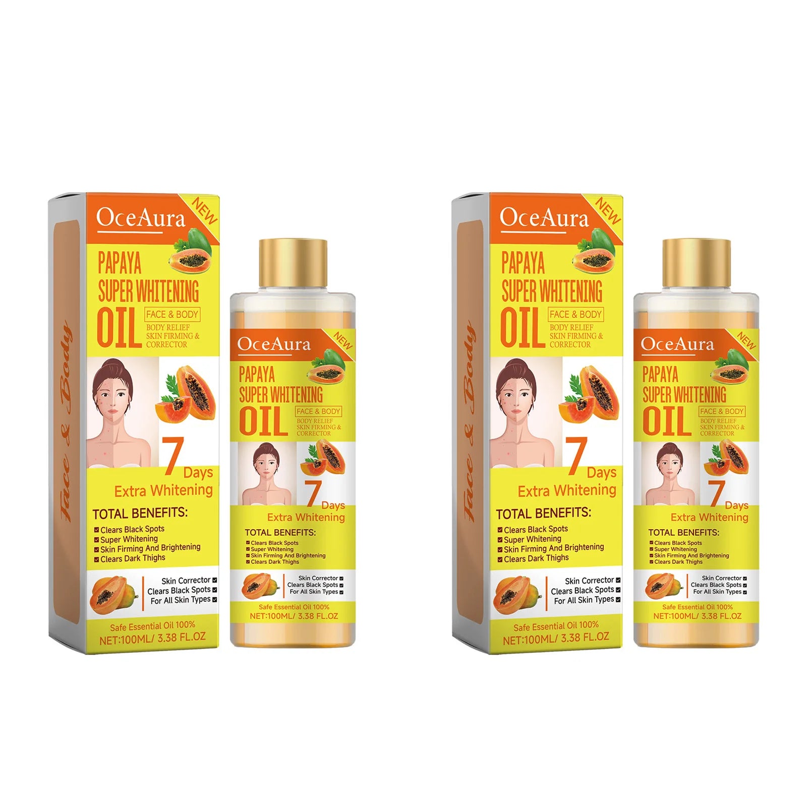 Papaya Whitening Body Oil Nourishing Brightening Skin Care Relaxing Muscle Smoothing Moisturizing Body Massage Skin Papaya Oil Qme 2pcs