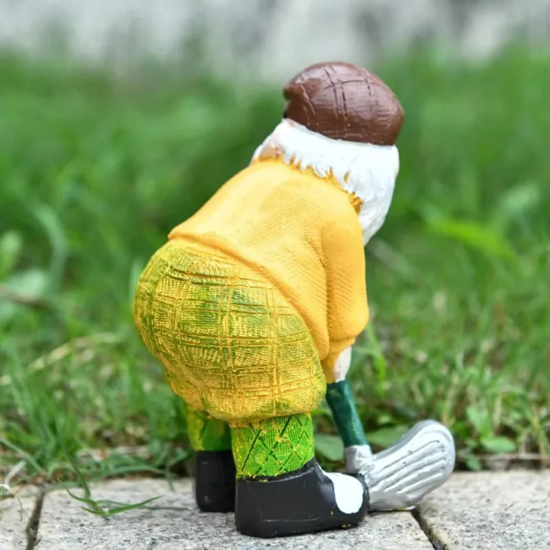 Dwarf Garden Statue Golf Elderly Resin Ornament Outdoor Decor Lawn Qme