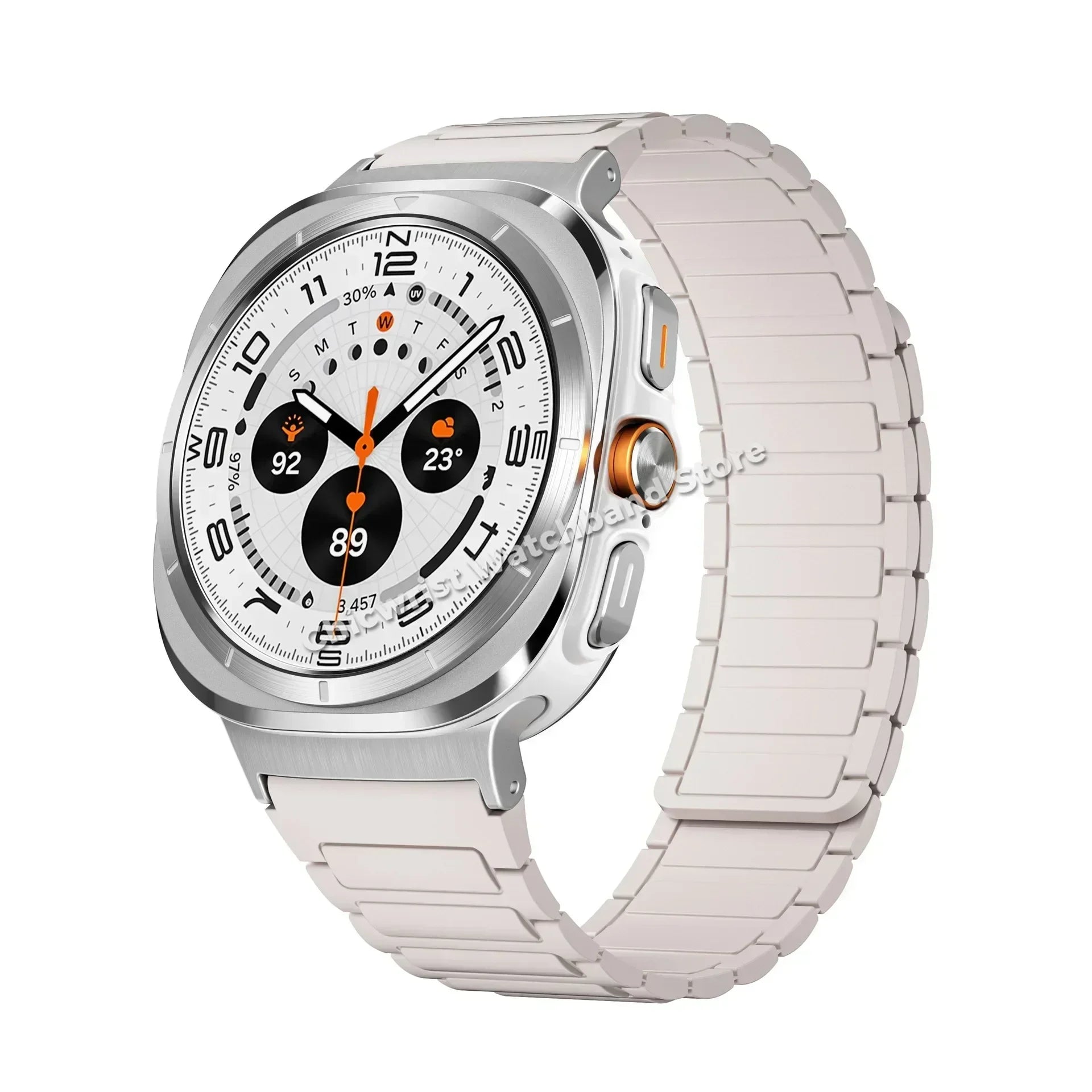 Silicone Sport Band for Samsung Galaxy Watch 7 Ultra 47mm Magnetic Loop Strap for Watch 7 Ultra 47mm No Gaps Curved End Bracelet Qme StarS Galaxy Ultra 47mm