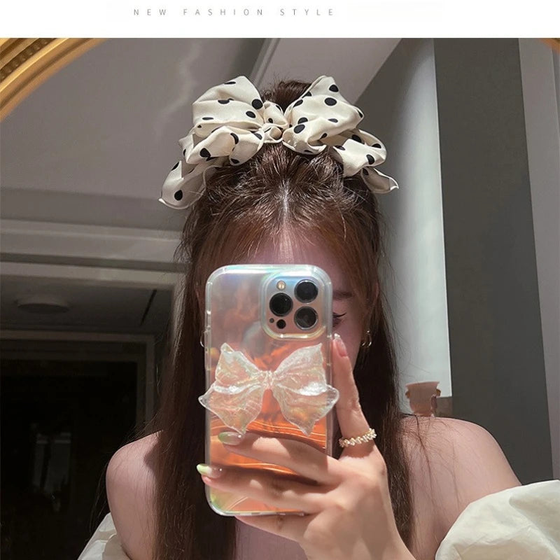 Polka Dot Bubble Hairpin Retro Fashionable Satin Spring Clip Korean Qme