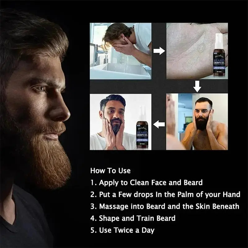 Beard Growth Oil Beard Wax Balm Hair Loss Products Leave-In Conditioner for Groomed Chest Hair Moustache Oil Beard Care Product Qme