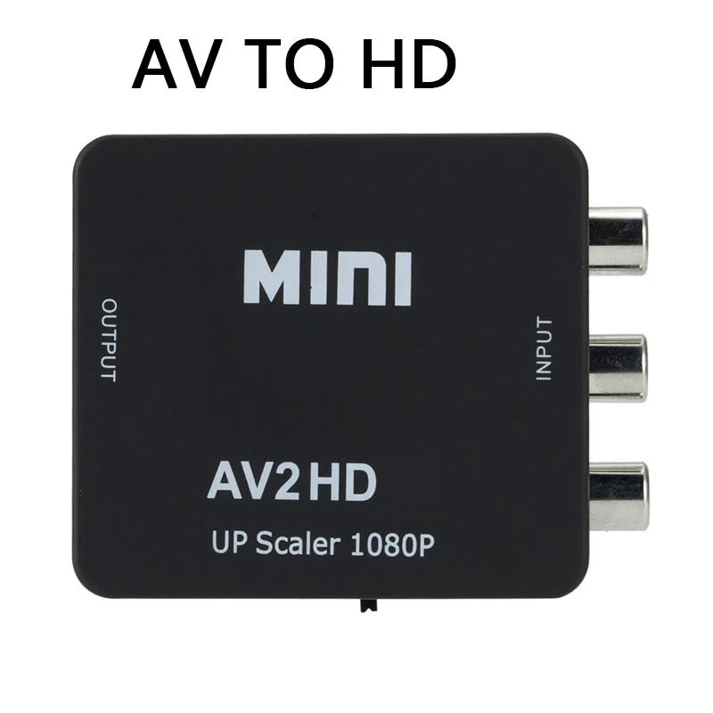 HD 1080P hdmi-compatible To RCA AV/CVBS Adapter Converter High Quality AV2HD Audio Video Cable CVBS AV Adapter with USB Cable Qme AV to HD Black
