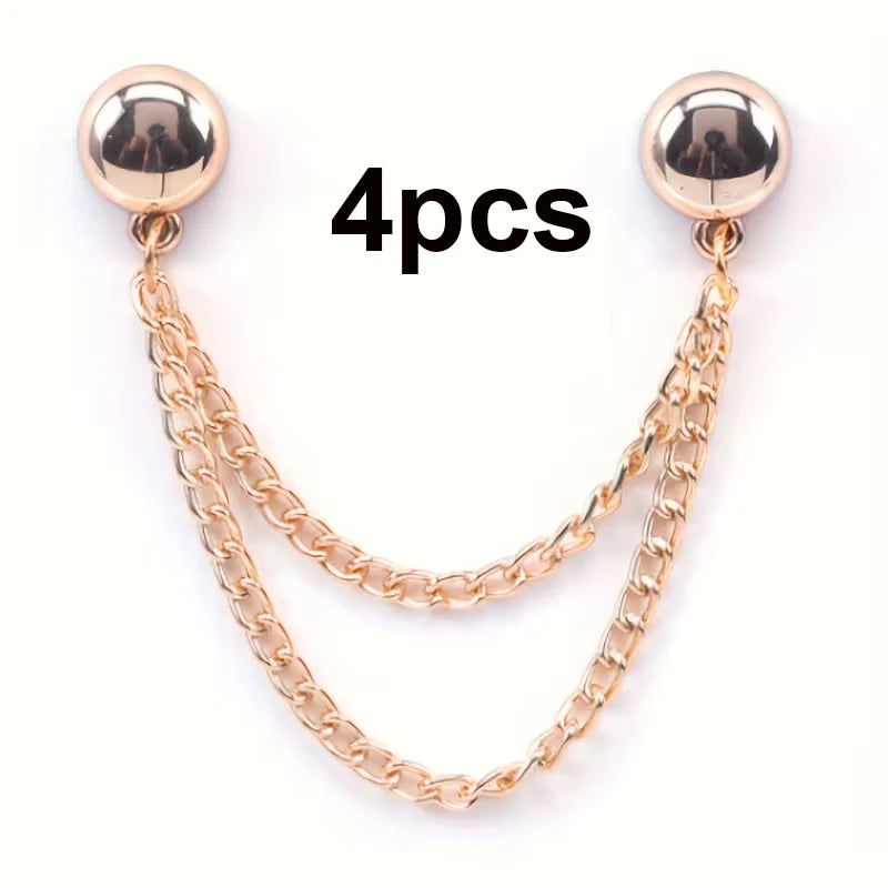 4/6Pcs Magnetic Clothing Clip - Adjustable Chain Design, Spherical Trim/Suitable for Shirts, Sleeves, Skirts and Pants Qme 4pcs Gold