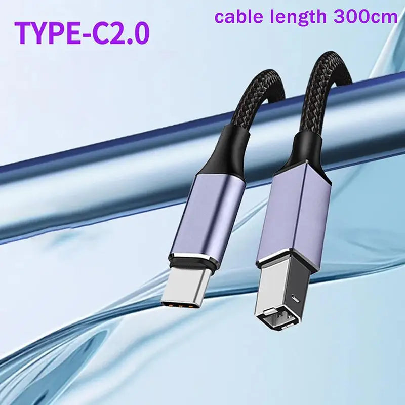 USB-C USB B 2 0 Printer Cable High-speed Braided Reliable Data Qme A4