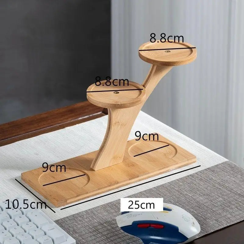 Office Desktop Balcony Decor Organizer 2-Tier Bamboo Stand Shelf Home Qme L