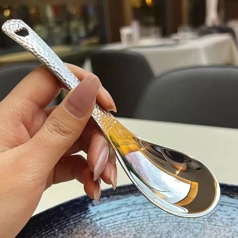 Stainless Steel Soup Spoon Deepen Large Capacity Silver Mirror Qme