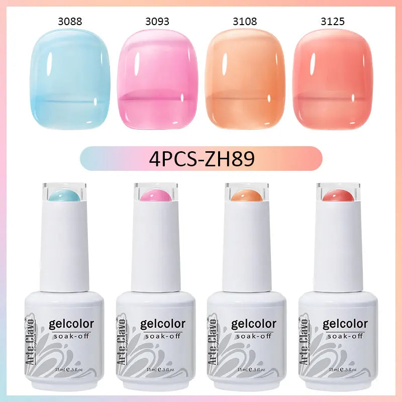 Arte Clavo 4 6 8 Gel Nail Polish Art Soak Off UV Colorful Semi Qme AC-4B-ZH89