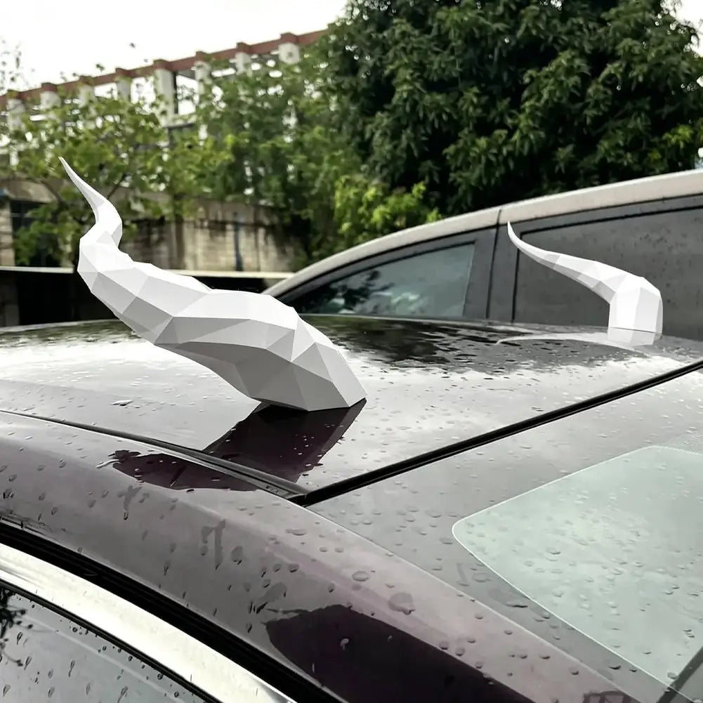 Car 3D Devil Horns Sticker Auto Roof Horn Decoration Suv Sedan Qme